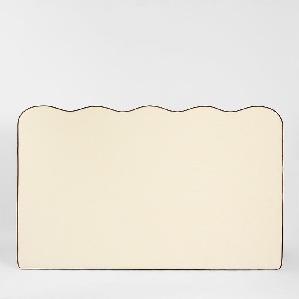 Avoca Bedhead King Ivory with Chocolate Piping