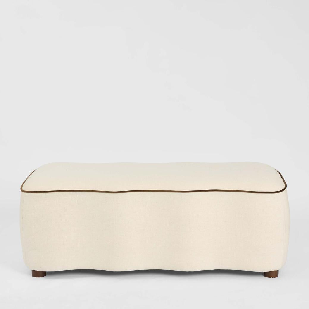 Avoca Ottoman Ivory with Chocolate Piping