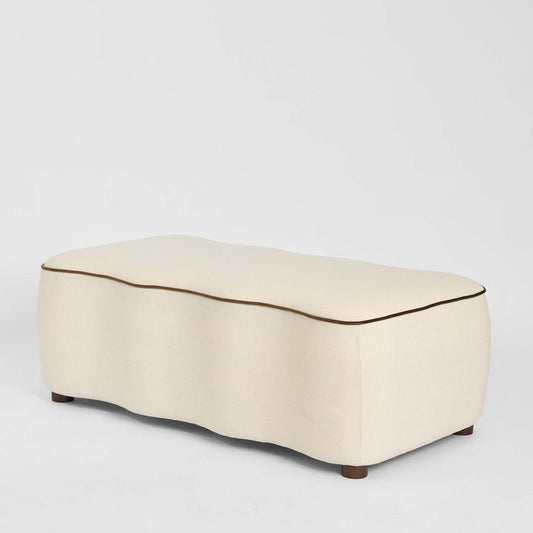 Avoca Ottoman Ivory with Chocolate Piping