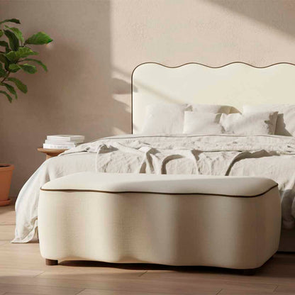 Avoca Ottoman Ivory with Chocolate Piping