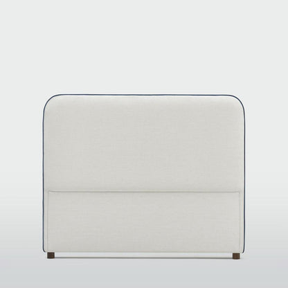 Brighton Bedhead Queen Ivory with Blue piping