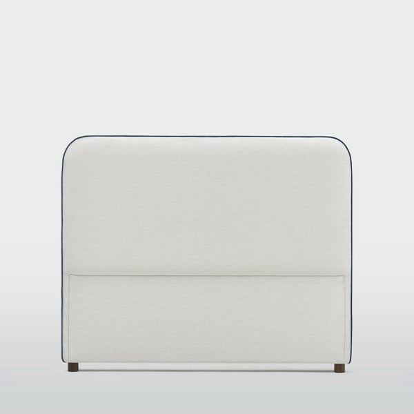 Brighton Bedhead Queen Ivory with Blue piping