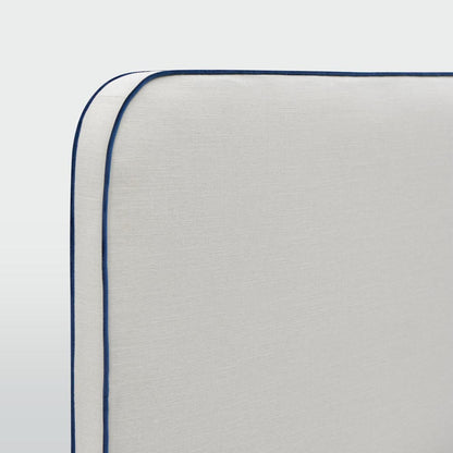 Brighton Bedhead Queen Ivory with Blue piping