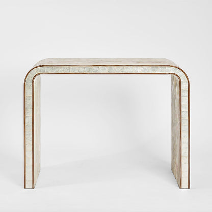 Raya White Shell & Bamboo Console Table