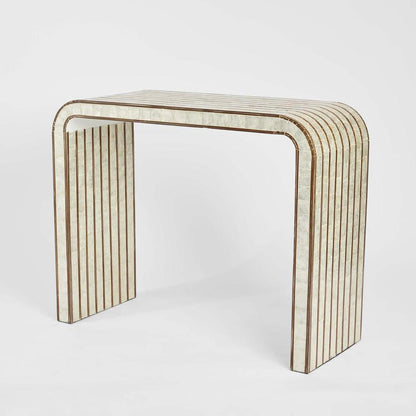 Raya White Shell & Bamboo Console Table