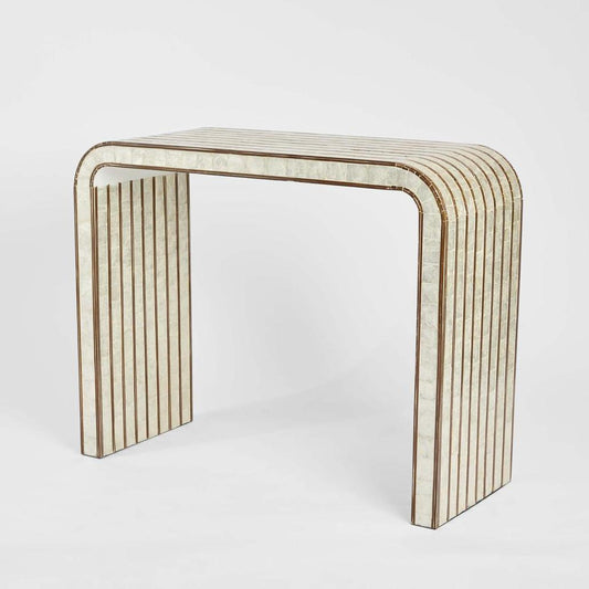 Raya White Shell & Bamboo Console Table