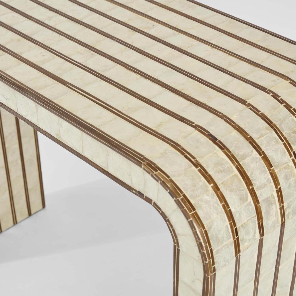 Raya White Shell & Bamboo Console Table