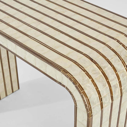 Raya White Shell & Bamboo Console Table