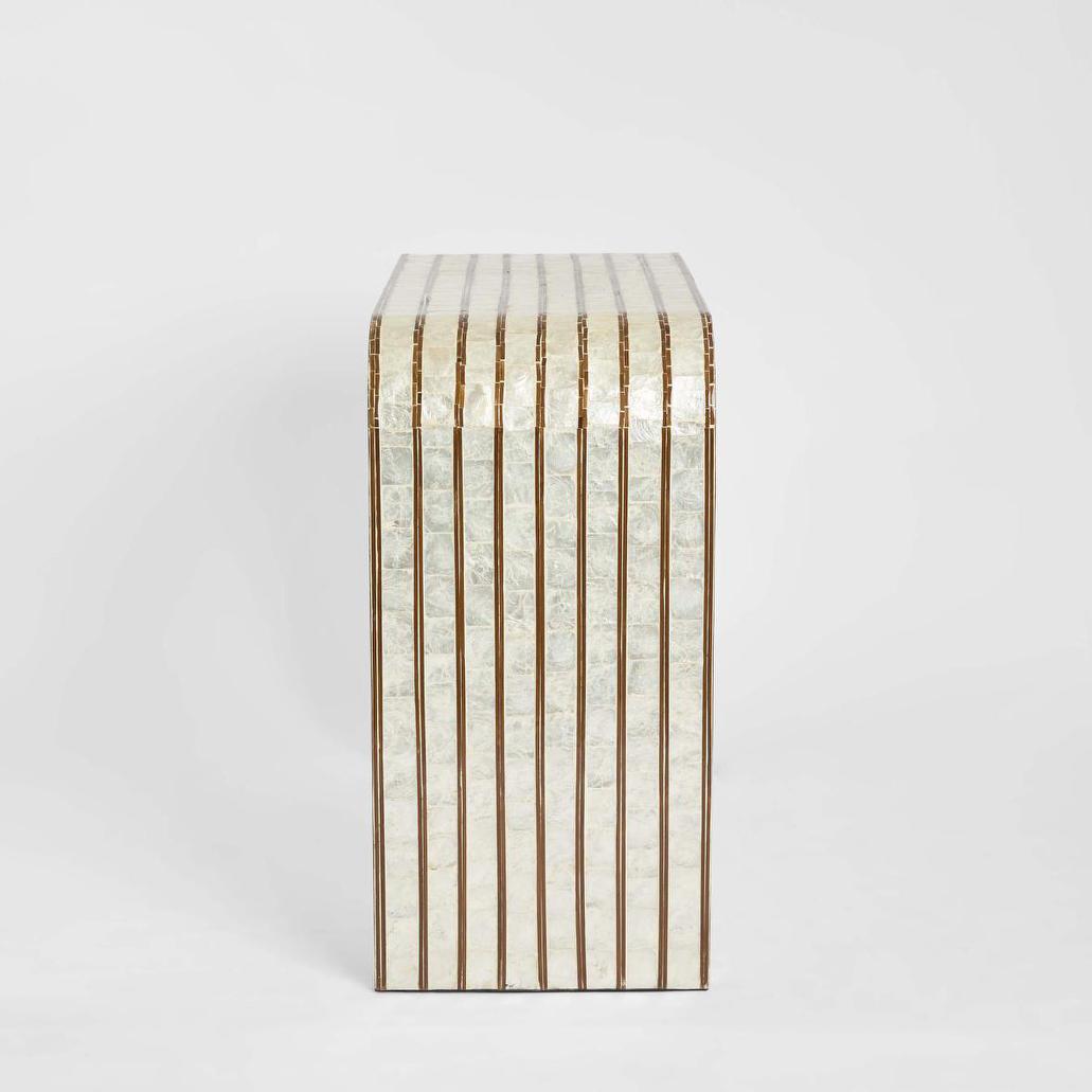 Raya White Shell & Bamboo Console Table