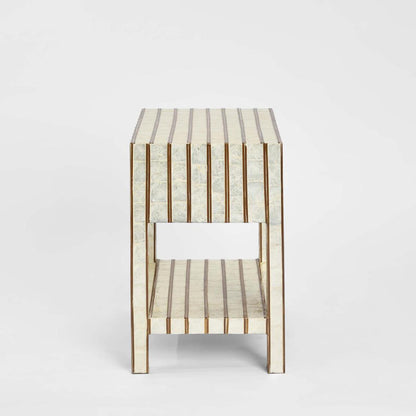 Raya White Shell & Bamboo Bedside Table