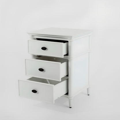 Dakota Bedside Table 3 Drawer White