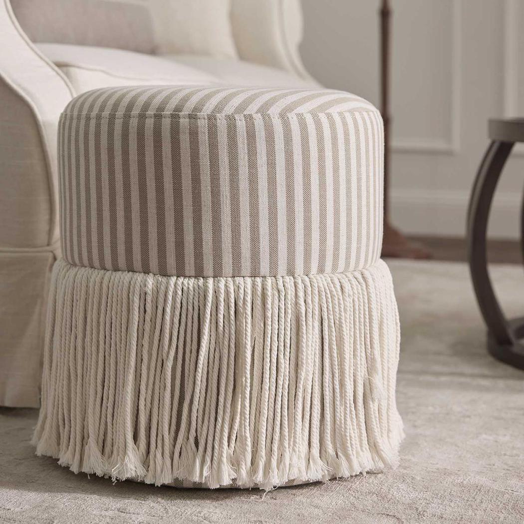Regatta Fringe Ottoman Beige Stripe