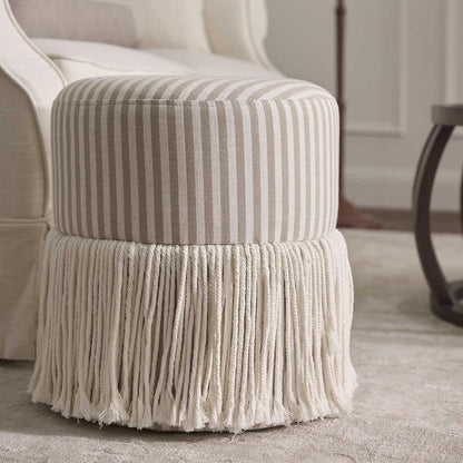 Regatta Fringe Ottoman Beige Stripe