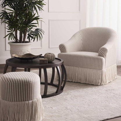 Regatta Fringe Ottoman Beige Stripe