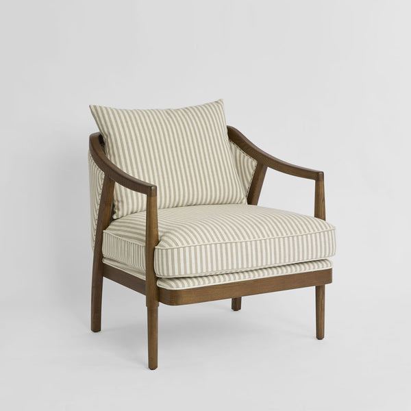 Asteria ArmchairDarkwood & Beige Stripe