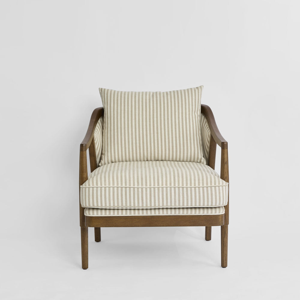 Asteria ArmchairDarkwood & Beige Stripe