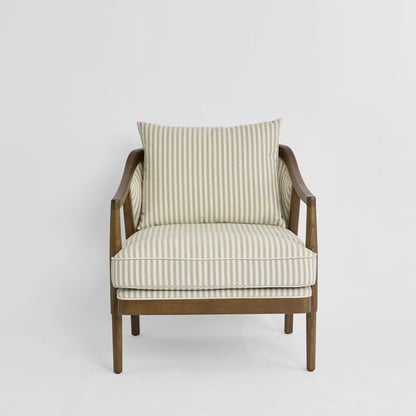 Asteria ArmchairDarkwood & Beige Stripe