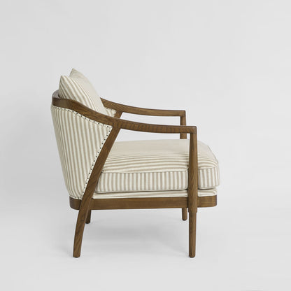 Asteria ArmchairDarkwood & Beige Stripe