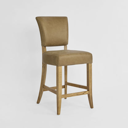 Claude Oakwood Leather Counter Stool