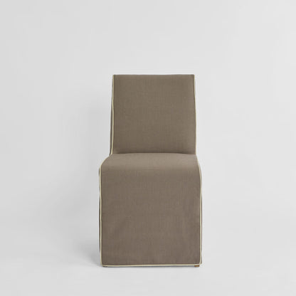Slip Cover Only - Clifton Dining Chair Brown W/Ivory Piping