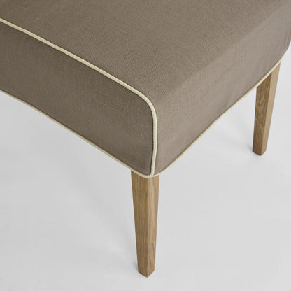 Slip Cover Only - Clifton Dining Chair Short Brown W/Ivory Piping