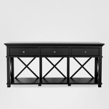 Sorrento 3 Drawer Hamptons 190cm Console Black