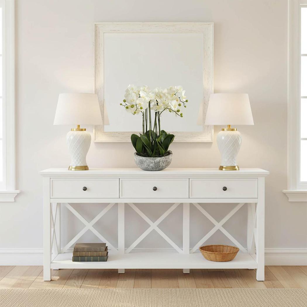 Sorrento 3 Drawer 190 cm Hamptons Console White
