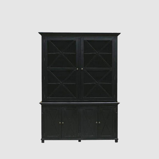 Sorrento Large Glass Door Hamptons Cabinet Black