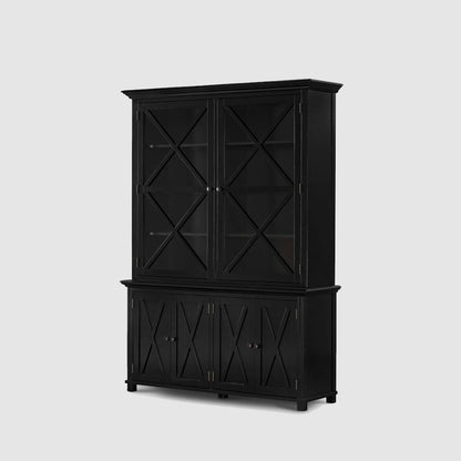 Sorrento Large Glass Door Hamptons Cabinet Black