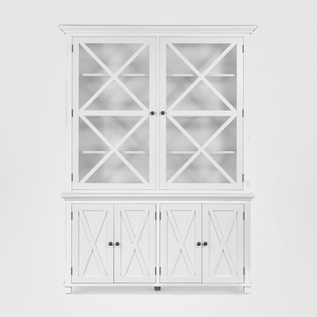 Sorrento Large Glass Door Hamptons Cabinet White