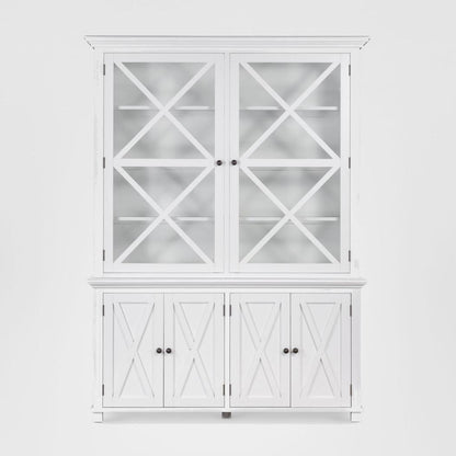 Sorrento Large Glass Door Hamptons Cabinet White
