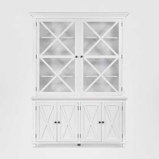Sorrento Large Glass Door Hamptons Cabinet White