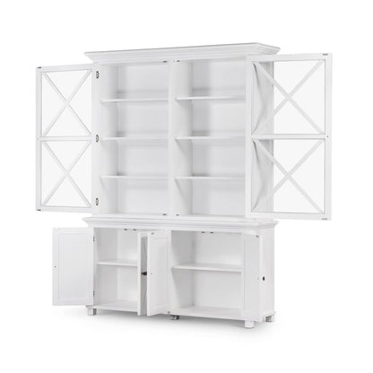 Sorrento Large Glass Door Hamptons Cabinet White