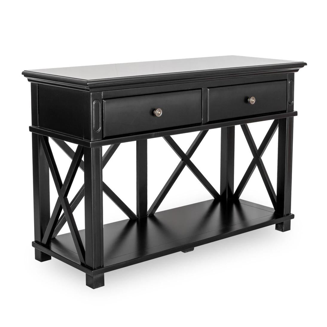 Sorrento Hamptons 130cm 2 Drawer Console Black