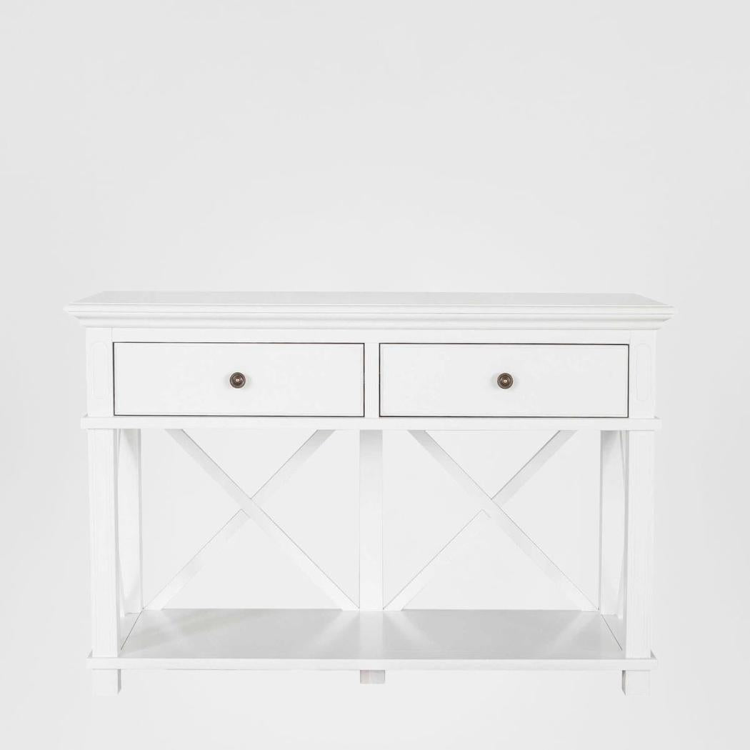 Sorrento Hamptons 130cm 2 Drawer Console White