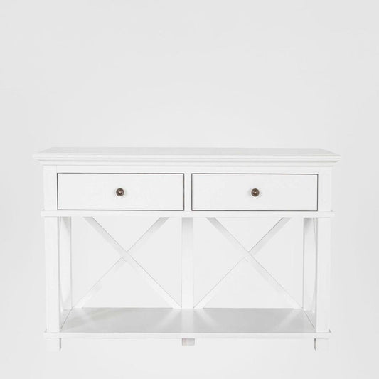 Sorrento Hamptons 130cm 2 Drawer Console White