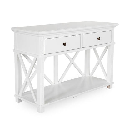 Sorrento Hamptons 130cm 2 Drawer Console White