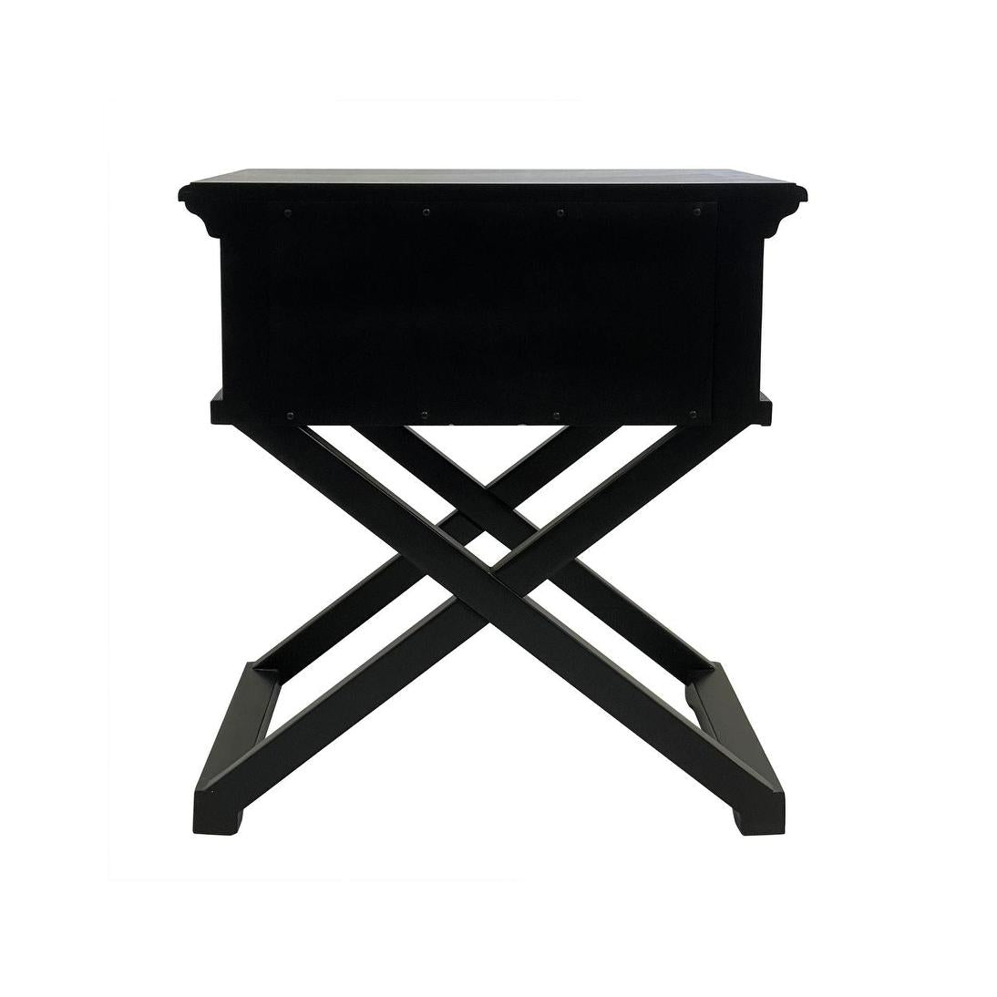 Sorrento Cross Leg Hamptons BedSide Table W/Drawer Black