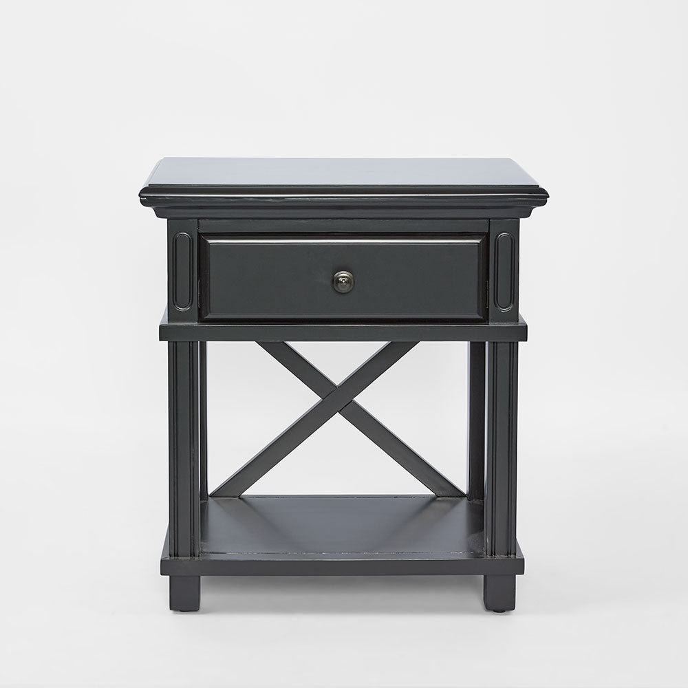 Sorrento Hamptons Bedside Table W/Drawer Black