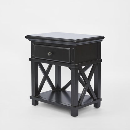 Sorrento Hamptons Bedside Table W/Drawer Black