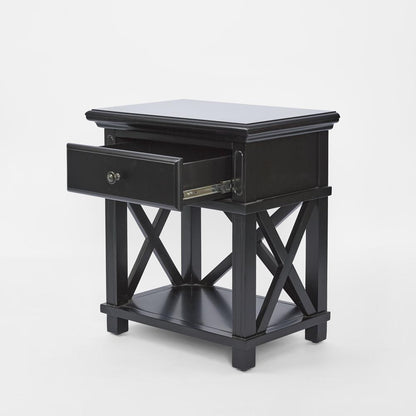 Sorrento Hamptons Bedside Table W/Drawer Black
