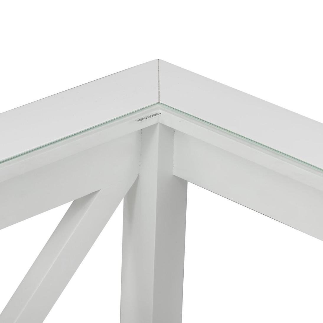 Sorrento Hamptons Square Side Table W/ Glass Top White