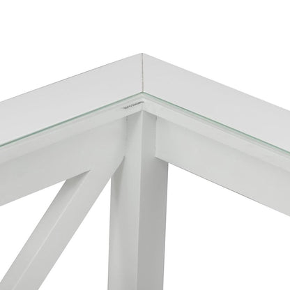 Sorrento Hamptons Square Side Table W/ Glass Top White