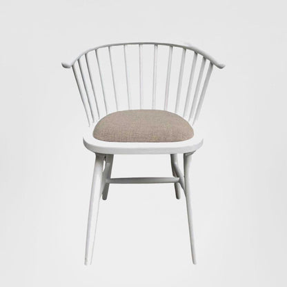 Round Curved Strip Back Elm Wood Dining Chair White