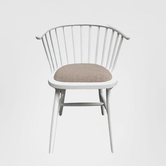Round Curved Strip Back Elm Wood Dining Chair White