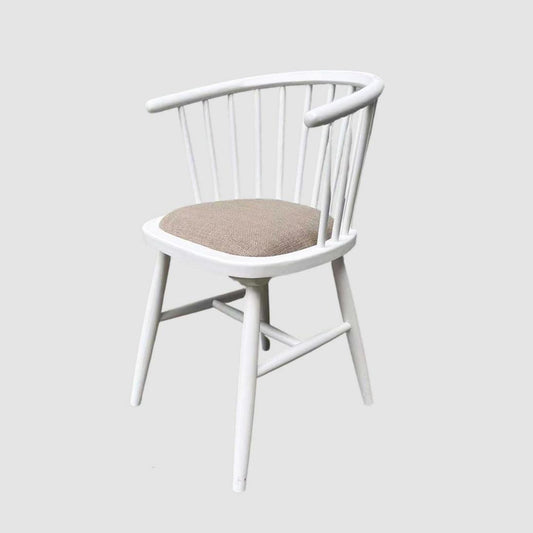 Round Curved Strip Back Elm Wood Dining Chair White