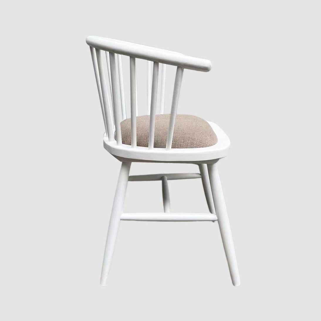 Round Curved Strip Back Elm Wood Dining Chair White