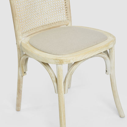 Alwyn Rattan Elm Wood Dining Chair Grey Dust