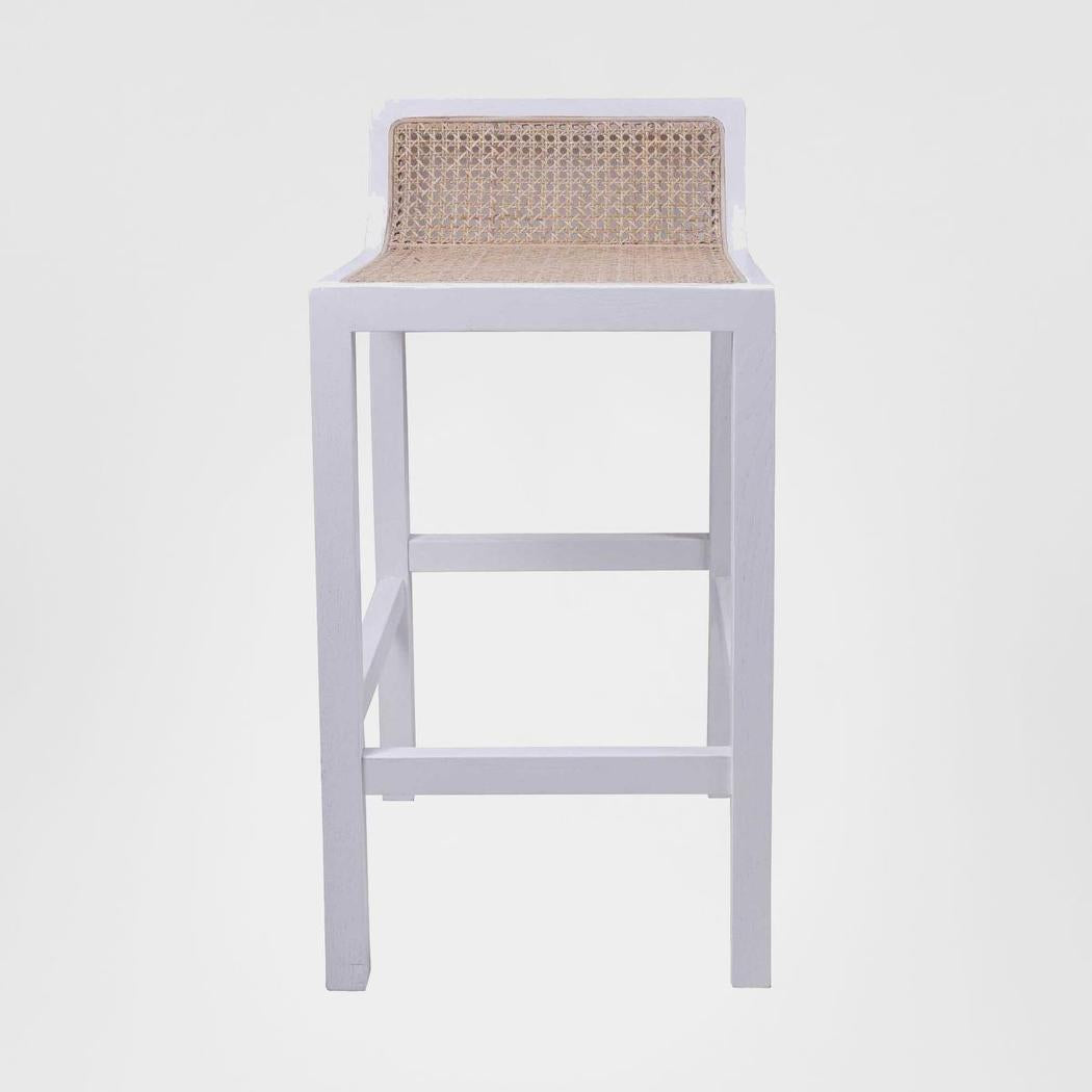 Amalfi Elm Wood and Rattan Bar stool White