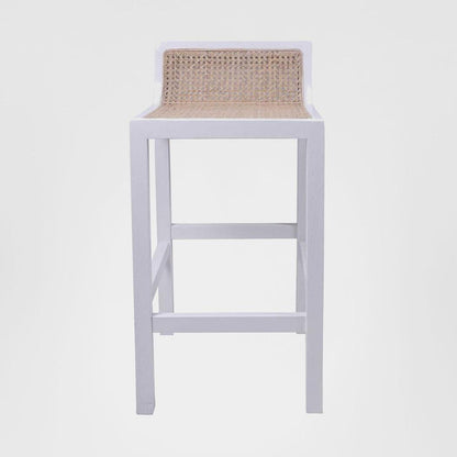 Amalfi Elm Wood and Rattan Bar stool White